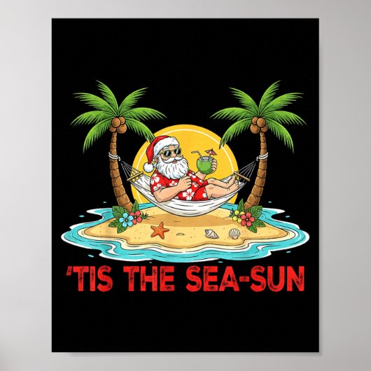 Het Is De Zee-zon Kerstman Strand Sfeer Kerstmis I Poster (Voorkant)