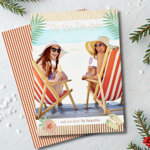Het is de zee-zon Tropisch strand Zomer Kerstmis Folie Feestdagenkaart