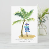 Het is de Zee Zon Waterverf Strand Twee Foto's  Feestdagenkaart (Staand voorkant)