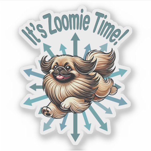 Het is de Zoomie Time Pekingees Sticker (Voorkant)