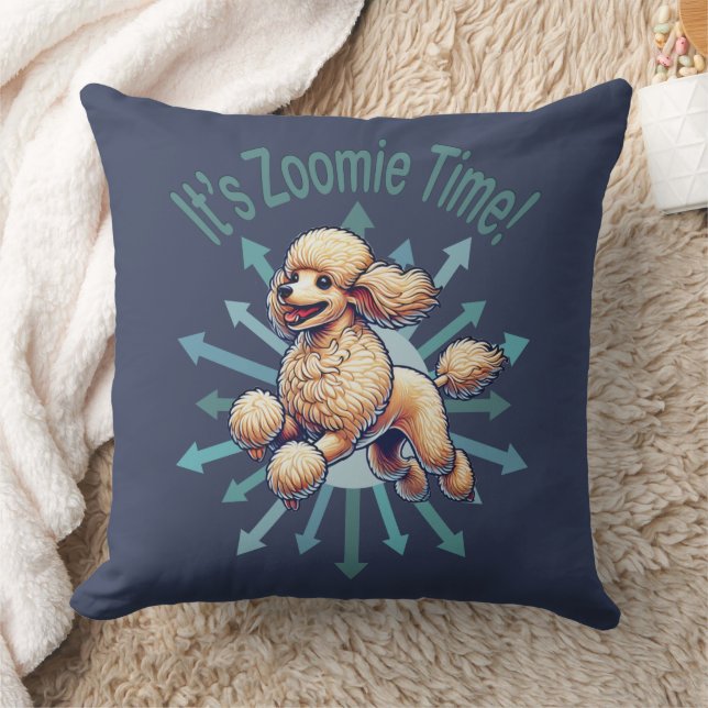 Het is de Zoomie Time Poodle Kussen (Deken)