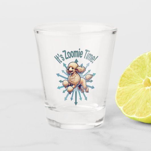 Het is de Zoomie Time Poodle Shot Glas (Voorkant)