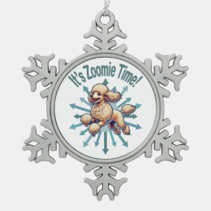 Het is de Zoomie Time Poodle Tin Sneeuwvlok Ornament