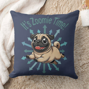 Het is de Zoomie Time Pug Kussen