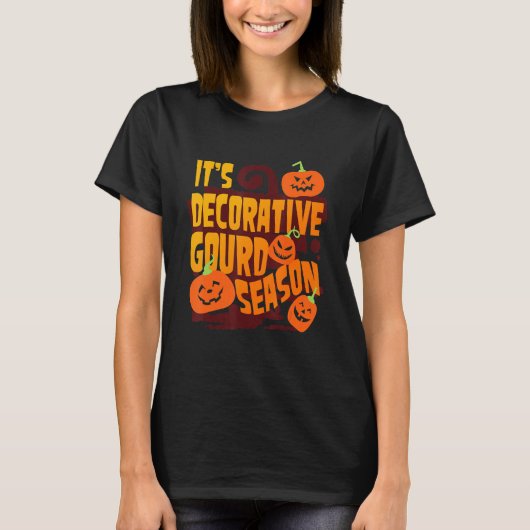 Het is Decoratief Gourd Season Happy Halloween T-shirt (Voorkant)