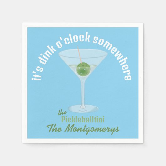 Het is Dink O'Clock ergens Pickle Martini - Blauw Servet (Voorkant)