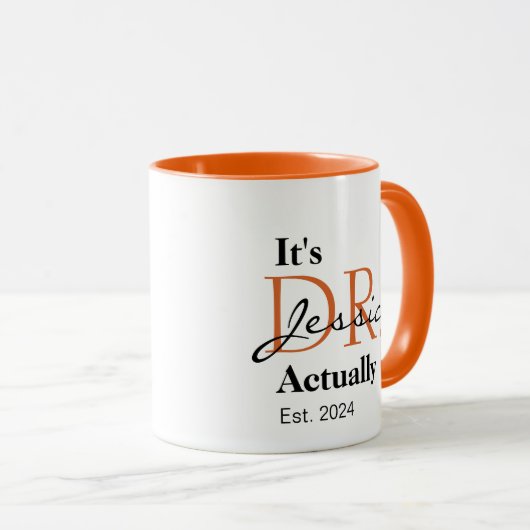 Het is Dr. [Aangepaste naam] Werkelijk ingesteld.  Mok (Voorkant rechts)