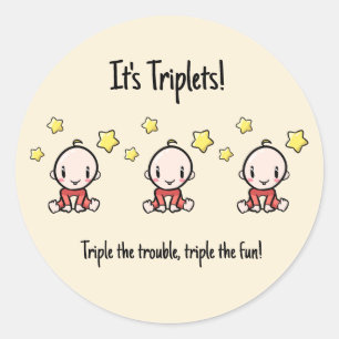 Het is drieling!, Eigen tekst, Aangepaste drieling Ronde Sticker