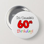 Het is Dziadek's 60ste verjaardag Button (Voorkant /achterkant)