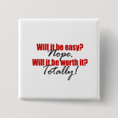 Het is echt waard. vierkante button 5,1 cm (Voorkant)