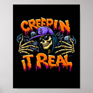 Het is echte Halloween hiphop skelet drug graffiti Poster