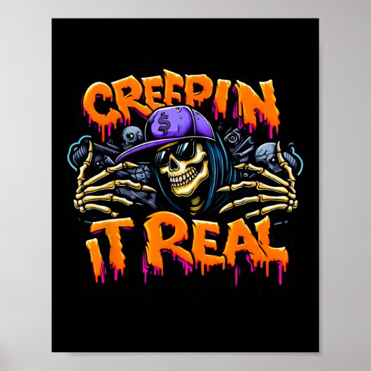Het is echte Halloween hiphop skelet drug graffiti Poster (Voorkant)