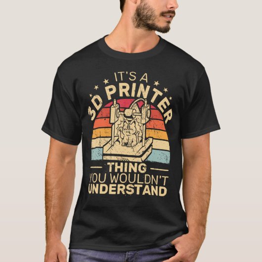 Het is een 3D-printer ding Retro Kat Filament Prin T-shirt (Voorkant)
