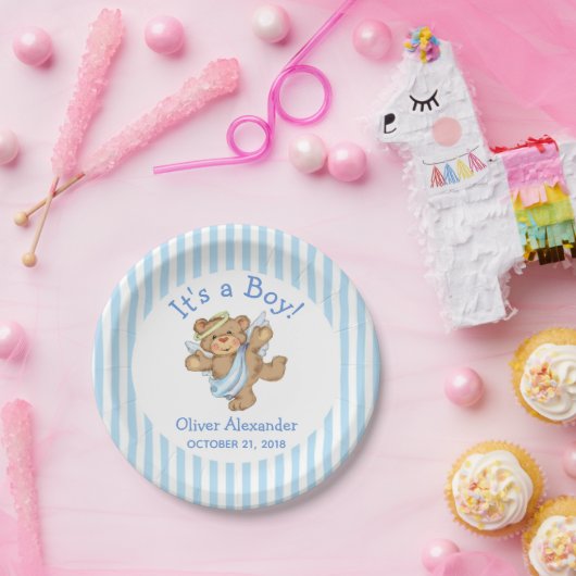 Het is een Aangepaste Teddy Bear Angel Papieren Bordje (Feest)