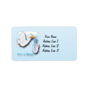 Het is een Adresetiket van een Baby shower. Etiket