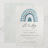 HET IS EEN AQUA BLUE RAINBOW BABY SHOWER INVITE BEDANKKAART (Voorkant / Achterkant)