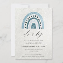 HET IS EEN AQUA BLUE RAINBOW BABY SHOWER INVITE