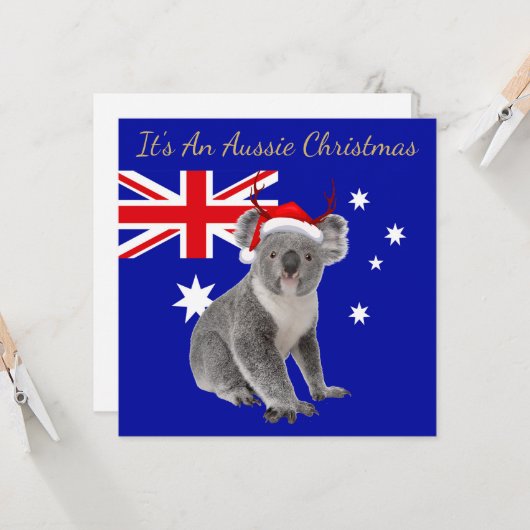 Het is een Aussie Kerstmis met een Koala Kaart (Voorkant / Achterkant in situ)