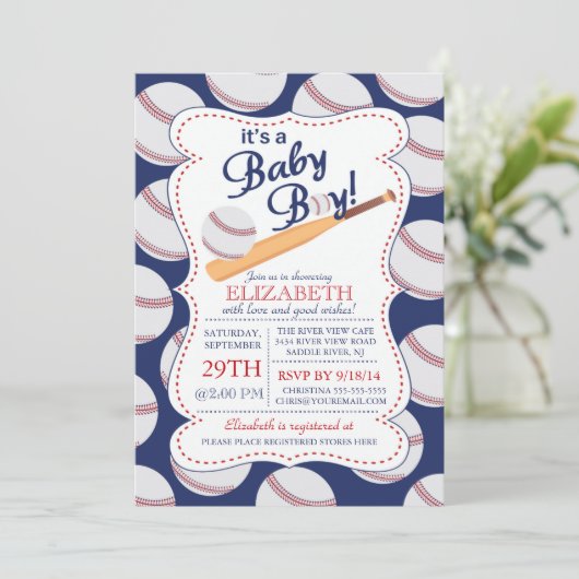 Het is een Baby Boy Baseball Baby shower Kaart (Staand voorkant)