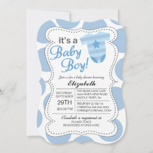 Het is een Baby Boy Blue Bodysuit Boys Baby shower Kaart