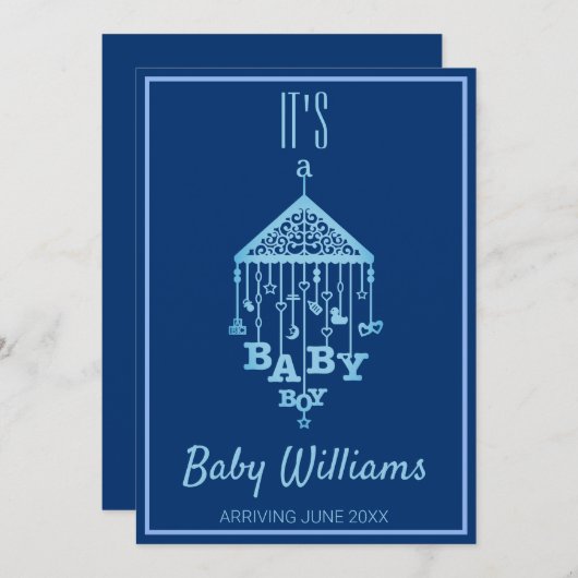 Het is een 'Baby Boy Blue Zwangerschap' aankondigi Aankondiging (Voorkant / Achterkant)