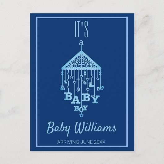 Het is een 'Baby Boy Blue Zwangerschap' aankondigi Briefkaart (Voorkant)