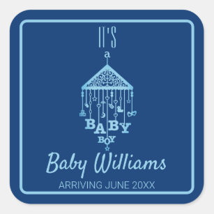 Het is een 'Baby Boy Blue Zwangerschap' aankondigi Vierkante Sticker