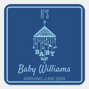 Het is een 'Baby Boy Blue Zwangerschap' aankondigi Vierkante Sticker