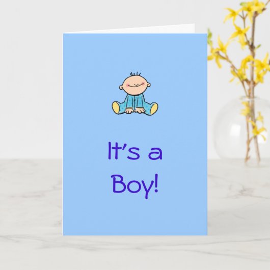 Het is een Baby Boy cartoon Kaart (Gele Bloem)