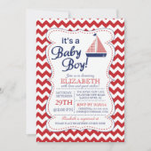 Het is een Baby Boy Sailboot Nautical Baby shower Kaart (Voorkant)