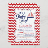 Het is een Baby Boy Sailboot Nautical Baby shower Kaart (Voorkant / Achterkant)