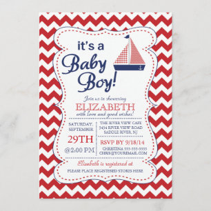 Het is een Baby Boy Sailboot Nautical Baby shower Kaart