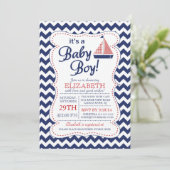 Het is een Baby Boy Sailboot Nautical Baby shower Kaart (Staand voorkant)
