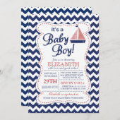 Het is een Baby Boy Sailboot Nautical Baby shower Kaart (Voorkant / Achterkant)