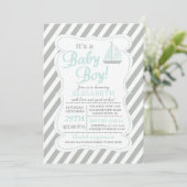Het is een Baby Boy Sailboot Nautical Baby shower Kaart (Staand voorkant)