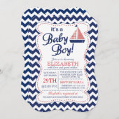 Het is een Baby Boy Sailboot Nautical Baby shower Kaart (Voorkant / Achterkant)