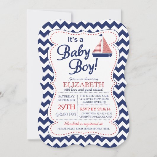 Het is een Baby Boy Sailboot Nautical Baby shower Kaart (Voorkant)