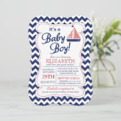 Het is een Baby Boy Sailboot Nautical Baby shower Kaart (Staand voorkant)