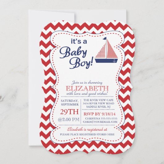 Het is een Baby Boy Sailboot Nautical Baby shower Kaart (Voorkant)