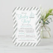 Het is een Baby Boy Sailboot Nautical Baby shower Kaart (Staand voorkant)