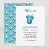Het is een Baby Boy Shower uitnodiging (Voorkant / Achterkant)