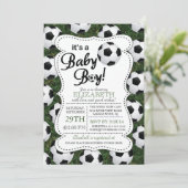 Het is een Baby Boy Soccer Baby shower Kaart (Staand voorkant)