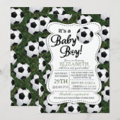 Het is een Baby Boy Soccer Baby shower Kaart (Voorkant / Achterkant)