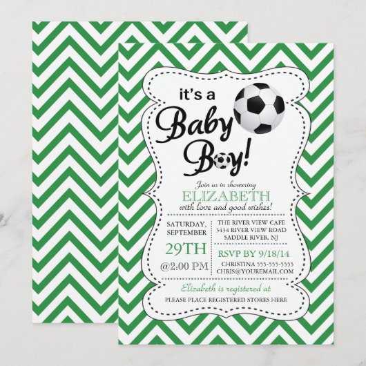 Het is een Baby Boy Soccer Baby shower Kaart (Voorkant / Achterkant)