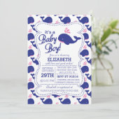 Het is een Baby Boy Whale Nautical Baby shower Kaart (Staand voorkant)
