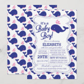 Het is een Baby Boy Whale Nautical Baby shower Kaart (Voorkant / Achterkant)
