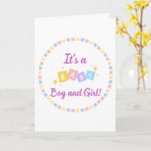 Het is een baby jongen en meisje tweeling geboorte kaart (Gele Bloem)