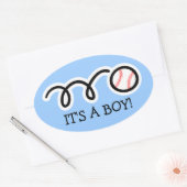 Het is een baby jongen | Grote ovale honkbal stick Sticker (Envelop)