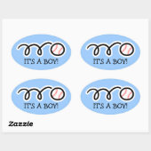 Het is een baby jongen | Grote ovale honkbal stick Sticker (Vel)
