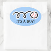 Het is een baby jongen | Grote ovale honkbal stick Sticker (Tas)